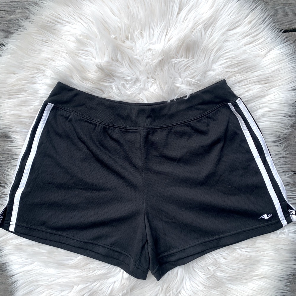 Black White Dolphin Hem Workout Athletic Shorts
